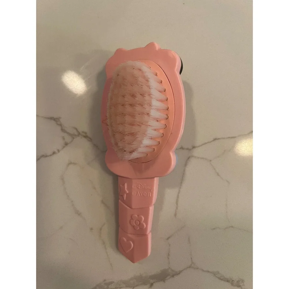 Vintage Disney Avon Minnie Mouse Baby Hair Brush Pink Alphabet Block Collectible